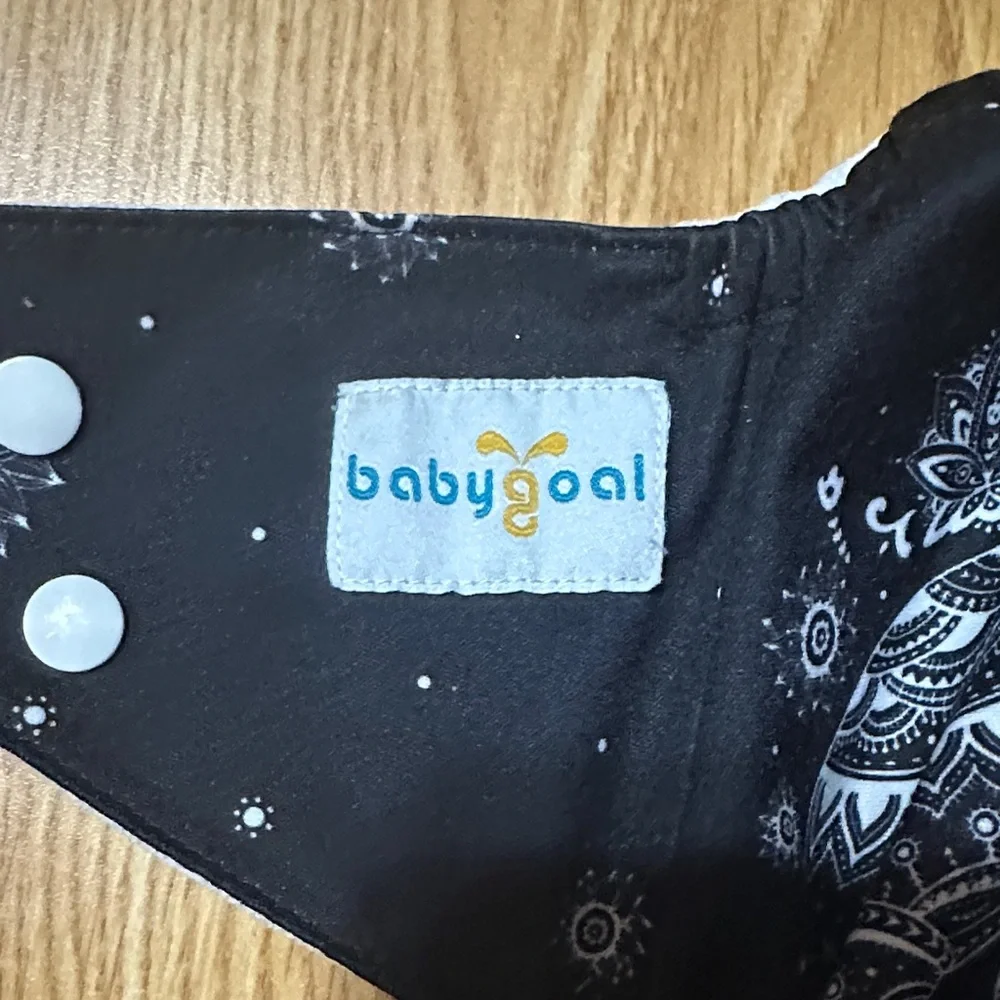 Black Cloth Diaper with Elephant Design